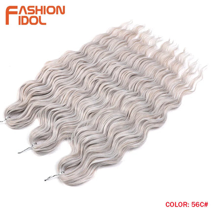 Anna Hair Synthetic Loose Deep Wave Braiding Hair Extensions 24 Inch Water Wave Braid Hair Ombre Blonde Twist Crochet Curly Hair