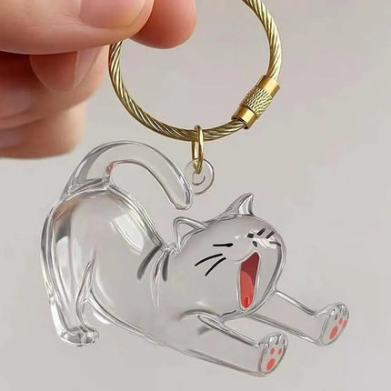 Transparent Acrylic Keychain Cat Hair Storage Capsule Animal Shaped Handmade Rabbit Hair Storage Box Portable Cute