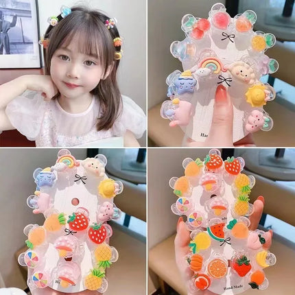 6PCS/Set Kids Cartoon Cute Hair Claw Mini Korean Princess Girl Hair Clips Kids Bangs Clips Headwear for Girl