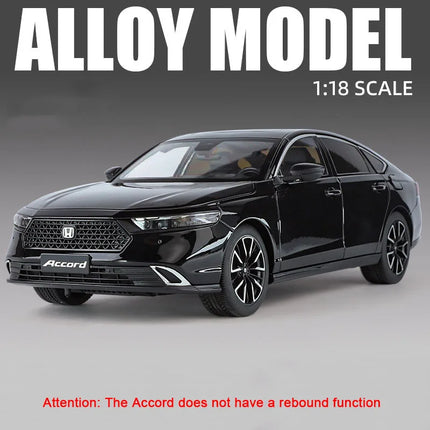 1:18 Mustang GT500 Accord Alloy Cars Diecast Models Toys 4 Doors Opened with Sound Light Pull Back Vehices Kids Birthday Present