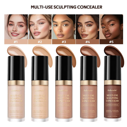 Super Coverage Concealer Multi-Use Cream Oil Free Highlight Covers Dark Circles Long-lasting Natural Matte Finish Long Wear Make