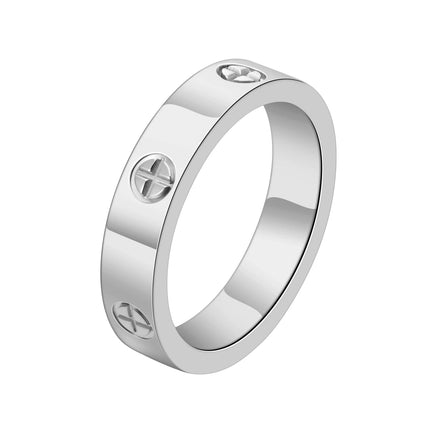 Classic Cross Stainless Steel Love Ring For Women Men Rose Gold Color Couple CZ Crystal Rings Luxury Jewelry Wedding Gift