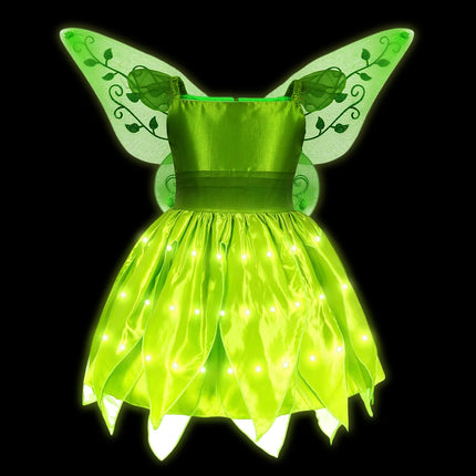 Girl Princess Dress with LED Light Up Costume for Children Cosplay Party Clothes Blue Pink Outfit Carnival Christmas Prom Gown