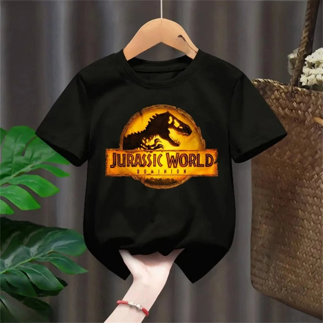 Summer New Cool Dino Print Children's Tshirt Casual Fashion Boys Girls Simple Style Short Sleeve Baby Kids Clothes Harujuku Tops