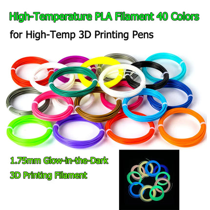 40 Colors 3D Pen Filament 1.75mm PLA Each Color 33 Feet 10m Glow-in-the-Dark 3D Filament Perfect Child Gift & Teaching-Specific