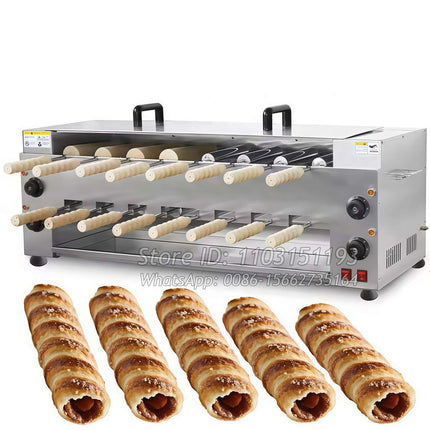Commercial 16pcs Chimney Cake Roller Machine Gas and Electric Gas Chimney Cake Kurtos Kalacs Gas Oven Trdelnik Grill Machine