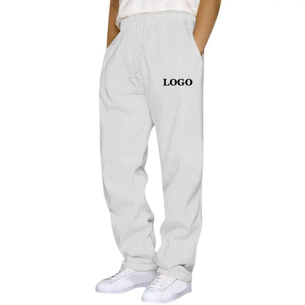 Customized Straight Leg Sweatpants Men Autumn Winter Personality Printed Thicken Jogger Pants Pocket Trousers Streetwear S - 5XL