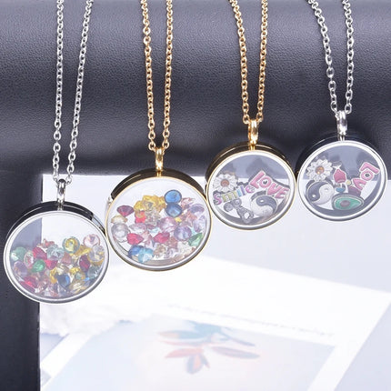 High Fashion Twist Locket Pendant Necklaces For Women Men Jewelry Memory Photo Floating Charm DIY Stainless Steel Lockets Gift
