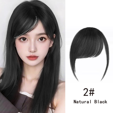 Synthetic  Slanted Bangs Short Brown Black Fake Hair Fringe Extension Clip in Hairpieces Accessories for Women Girl
