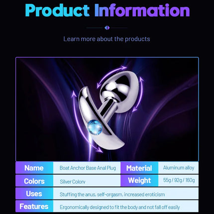 Runyu Metal Anchor Base Anal Plug Adule Toy Stainless Steel Butt Plug Sexy Adult Penetration Anal Toy Fetish But Pluk Sex Toys