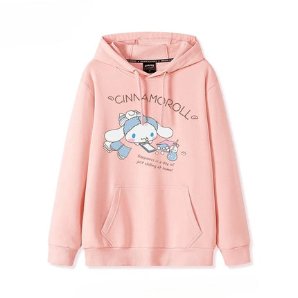 Korean Cute Cinnamoroll Hook Haze Blue Hooded Sweater Cute Girl Loose Versatile Girlfriend College Style Loose Long Sleeve Top