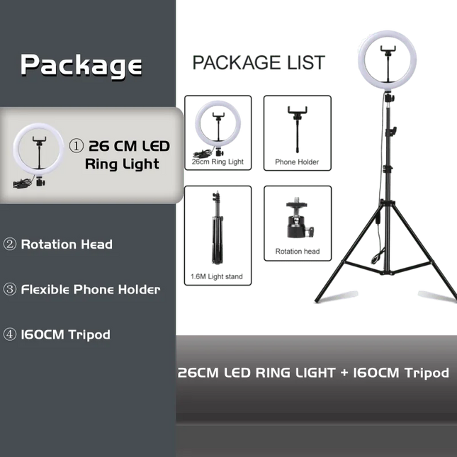 10" LED Selfie Ring Stuido Light Home Lighting Dimmable Round Lamp Tripod Trepied Makeup Selfie Ring Lamp Phone LIGHT FOR VIDEO