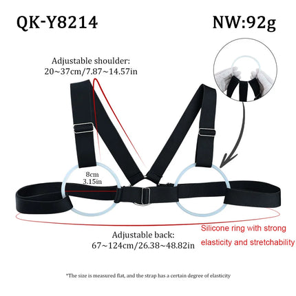 QKKQ Erotic Bra With Nipple Clamp Chest Binder Breast Bondage Belt Bust Bandage For Women Men Chest Teating Pleasure Sex Toys