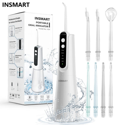 INSMART Water Flosser Dental Portable Oral Irrigator Water Flosser Teeth Whitening Waterproof Water Floss 270ML Teeth Cleaner
