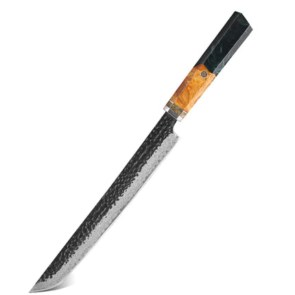 TURWHO 10.5" Hand Forged Japanese Damascus Steel Kitchen Chef Knives DIY Handle Fish Fillet Sushi Salmon Sashimi Slicing Knife