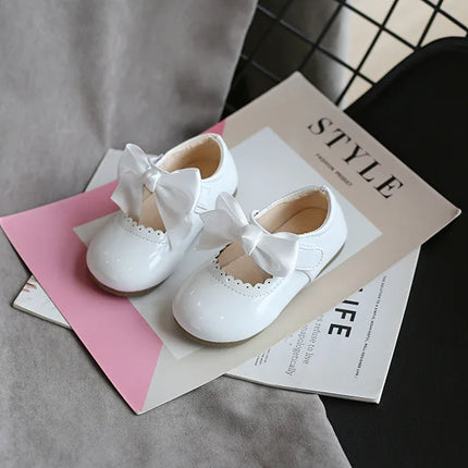 Toddlers Girls Shoes Children's Flats PU Patent Leather Kids Dress Shoes Soft Cute Princess Sweet With Butterfly-knot Bowtie New