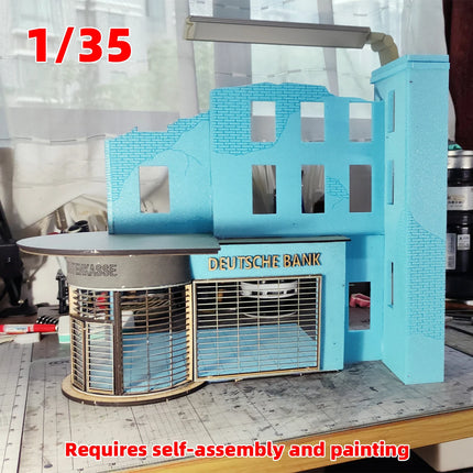 Assembly Architectural Miniature Building Architecture Ruined German Bank Urban Ruins House Diorama Scale Model Kit 1/35