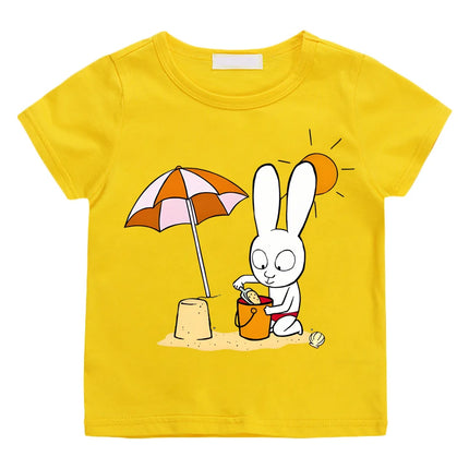 Simon Summer Holiday Kids T-shirt 2026 NEW Simon Super Rabbit Children's Cartoon T-shirts 100% Cotton Cartoon Boys/girls T Shirt