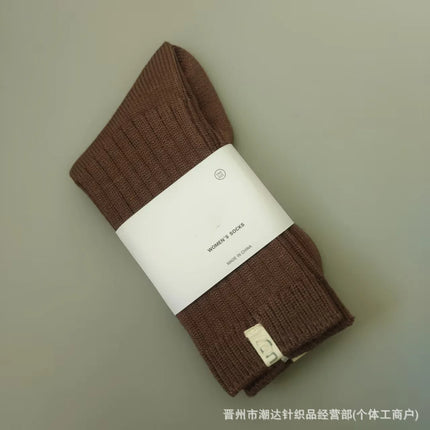 UG Cashmere Autumn Winter Thick High Tube Socks Breathable Moisture Wicking Warm Cotton Couple Socks Double Needle Casual Socks