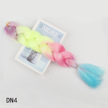 Sparkle Shiny Braiding Hair Pre Stretched Kanekalon Tinsel Crochet Hair Extensions For Girls Dazzles Women Hippie Synthetic