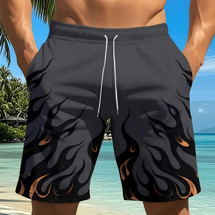 Basic Shorts Men's Casual Shorts Fitness Sports Flame Pattern 3D Print Gothic Style Summer Men Gym Shorts Football Man Clothes