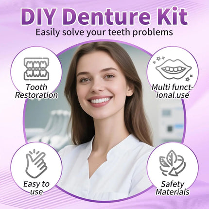 Comfort Silicone Dentures, Unisex Upper/Lower Teeth, DIY Temporary Fix for Confident Smile in Minutes