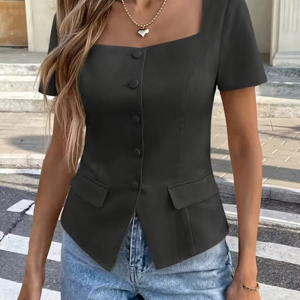 Women's Elegant Sleeveless Blouse - Chic Office to Party Tops, Structured Non-Stretchy Shirt Blouse for Women, Everyday & Formal