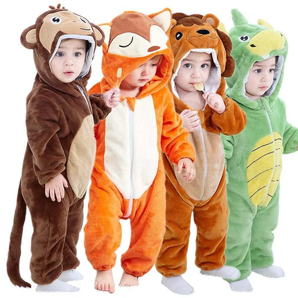 Kigurumi Pajamas Easter Rabbit Baby Rompers Winter Hooded Flannel Sleepwear Toddler Infant Animal Pyjamas Girls Boys Clothes