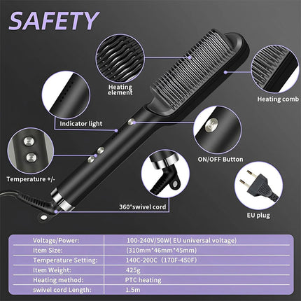 2 in 1 Electric Straightening Comb Straight Hair Is Formed Smoothly in One Step Curls Are Easily Created Multifunctional Styling