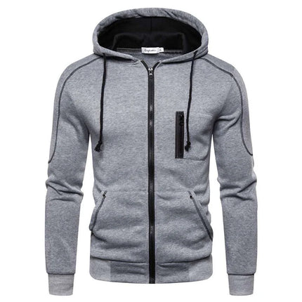 Men's Long Sleeve Zip Up Hoodie Casual Athletic Sweatshirt Hooded Jacket with Pockets Spring Fall Warm Fleece Lined Coat Outwear