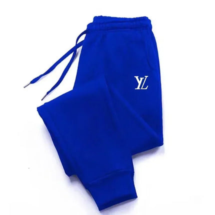 Korean men's luxury printed sports pants warm jogging pants set men's outdoor pants new autumn and winter pants
