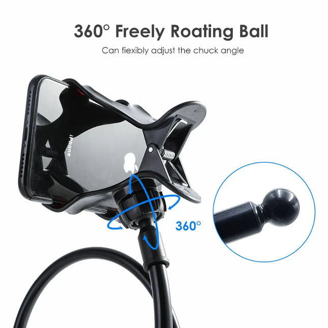 Lazy Phone Holder Flexible Gooseneck Mount Clamp Stand for iPhone Android Cellphone Bed Desk Phone Holder 360° Mobile Phone Clip