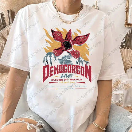 Hot Tv Movie T-Shirt Women The Demogorgon T Shirt Short Sleeve Unisex Tops Women Kids T Shirt Cannibal Flower Streetwear Tops