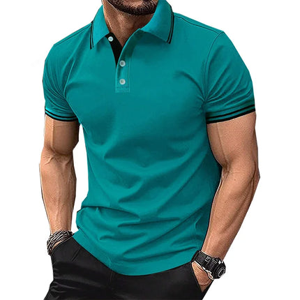 Summer Men's New Fashionable Short Sleeved Polo Shirt Business Casual Three Button Sport Solid Color Slim Fit Men's Top Casual