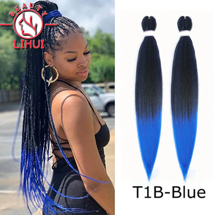 30" Ombre Brown Pre Stretched Braiding Hair YAKI Straight Jumbo Braids Hair Extensions Synthetic Bulk Hair Wholesale Fake Hair