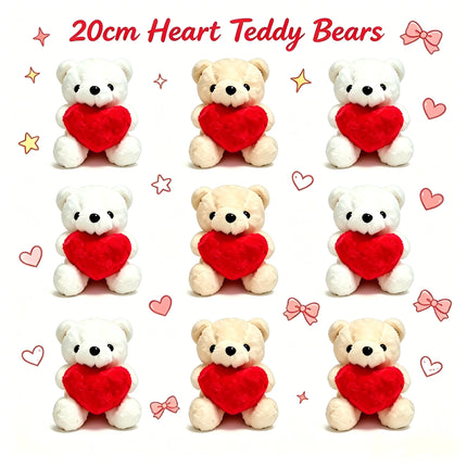 Teddy Bear With Heart Plush Cuddly Stuffed Bear Gifts Holding Heart for Valentine's Day Wedding Gift Giving Romantic Love Toys