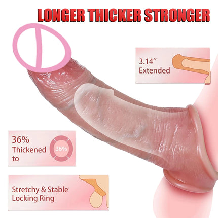 Man Penis Sleeve Dick Enlargement Adult Sex Toys Wearable Reusable Condom Penis Extender Delay Ejculation Male Sex Shop Cock Toy