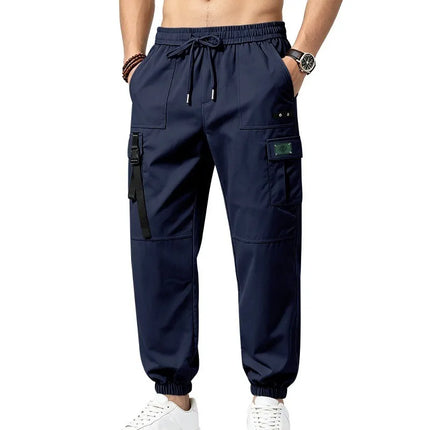 New Men's Street-Style Workwear Sport Pants, with Elastic Waistband, Multiple Pocket Design, and a Casual and Fashionable Loose