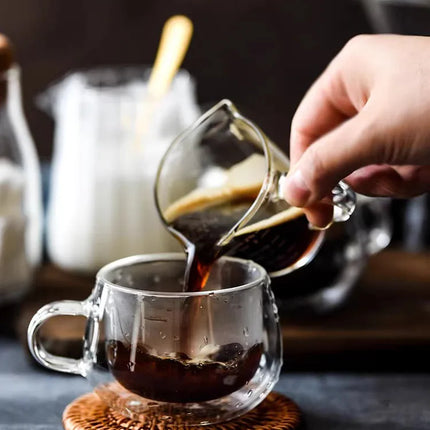 YWDL 100/200ml Double Walled Glass Coffee Cup Set Clear Espresso Cups With Handle Heat-resisting Glass Cup For Milk Latte Tea