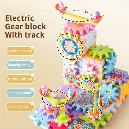 Hot 83-263 PCS Electric Gears 3D Puzzle Model Building Kits Plastic Brick Blocks Educational Toys For Kids Children Xmas Gifts