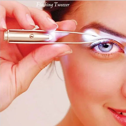 1pc Portable Stainless Steel Smart Design Eyebrow Hair Remove Tweezer With LED Light Makeup Tool