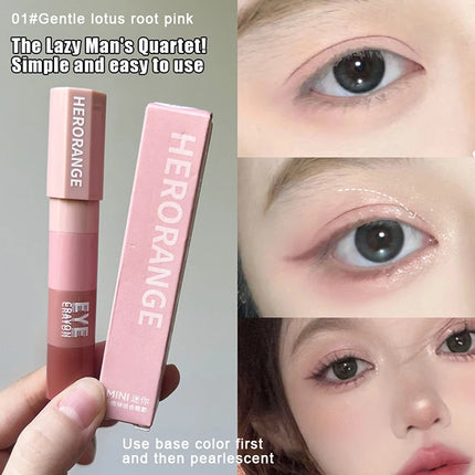 1Pc HERORANGE 4 In 1 Eyeshadow Pencil Kit Velvet Matte Shimmer Highlight Pigment Mini Eye Makeup Cosmetic Set
