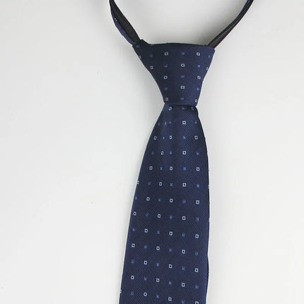 Zipper Ties for Men 8CM Neck Tie Solid Striped  Dots Neckties Men's Automatic Extra Long Navy Blue Lazy Tall Ties Wedding Gift