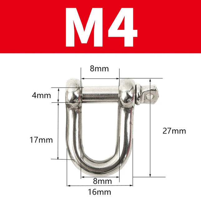 304 Straight D Shackle Short Stainless Steel Breaking D Rigging Shackle Hooks boat rigging hardware M4 M5 M6 M8 M10 M12 M14 M16