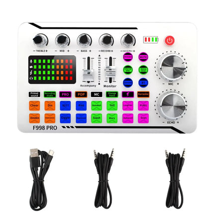 F998 Pro Sound Card Professional Bluetooth-Compatible Studio Record For Phone PC Audio Mixing Console Amplifier