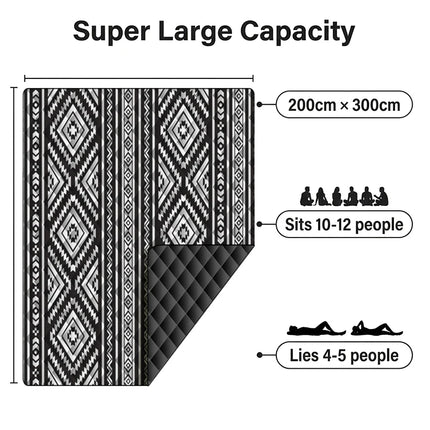 Waterproof Picnic Blanket 200x300CM Large Beach Blanket Outdoor Picnic Mat Beach Mat with Carrying Handle for Camping Beach