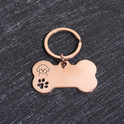 Custom Text Dog Tags Personalized Name Dog Cat ID Tag Bone Shaped Pendant Laser Engraving Address Number Customized Pets ID Tag