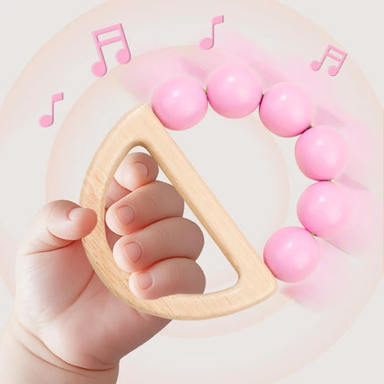 Montessori Wooden Toys Colorful Baby Rattle Set Safe Food Grade Wood Rattle Soother Bracelet  Set Toddler Toy Bell Gift