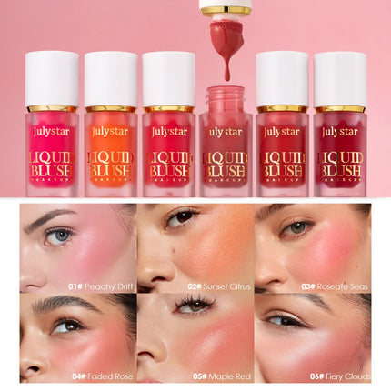 6 Color liquid powder blusher is durable and natural, easy to mix, light in texture, suitable for all skin colors, and suitabl
