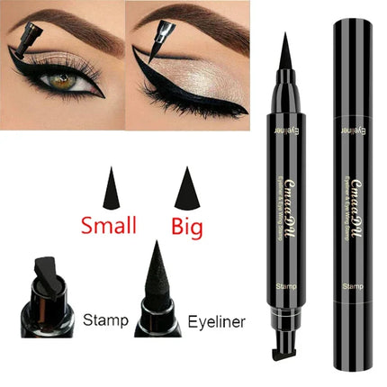 1pcs Big Double-headed seal eyeliner Waterproof and quick-drying black liquid eyeliner small lash glue pen Eye makeup cosmetic